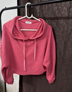 pink cropped length hoodie