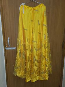 Yellow Embroidered Gharara Suit Net Fancy 3xl
