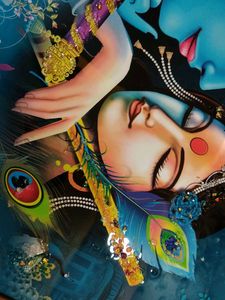 Framed Krishna &amp; Radha Art