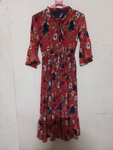Floral Red Dress