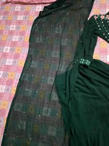 Emerald Green Floral Embroidered Sharara