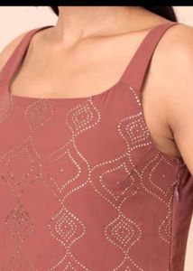 Indya Embellished Strappy Straight Kurta