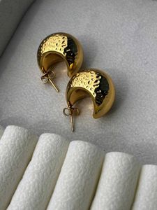 Gold Hammered Hoop Antiturnish Earrings