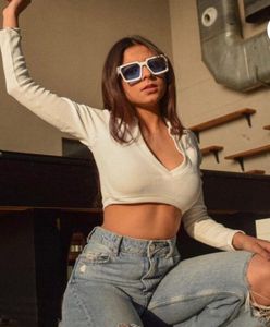White Cropped Long Sleeve Top
