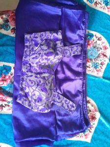 Plain Satin Saree With Paded Blouse