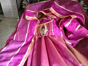 Magenta &amp; Mustard Comb. Kota Doria Silk Saree
