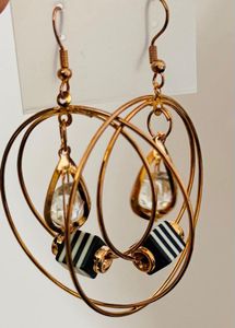 Rose Gold Color Crystal Hoop Earrings