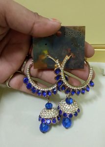 Combo Of Two Earrings Blue And Golden