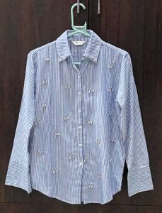 ZARA DUPE STRIPED BEADED SHIRT💎