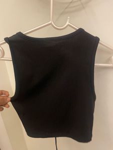 H&amp;M Black Ribbed Lace Up Tank