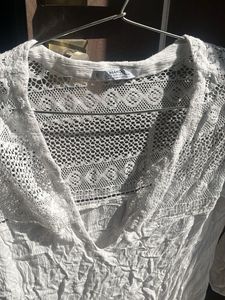 White Lace Detail Top