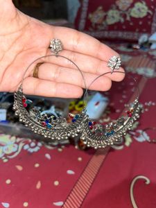 Boho Peacock Hoop Earrings