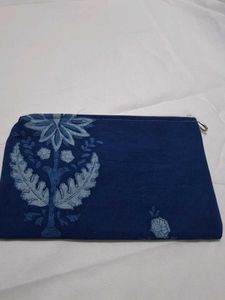 Blue Floral Print Pouch