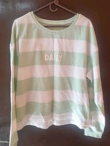 Striped Long Sleeve Top cutesy light green with wh