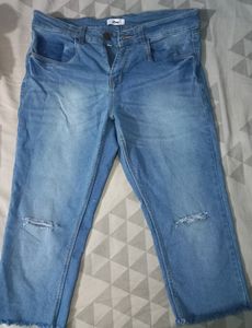 Blue Denim Jeans 3/4
