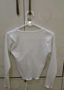 White Long Sleeve Crop Top
