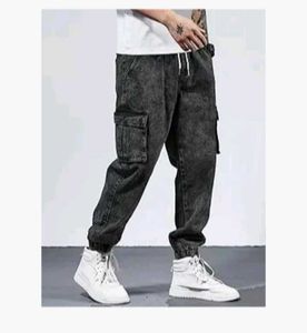 Stylish Black Denim Cargo Joggers