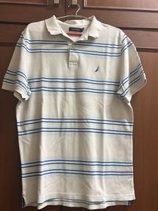 Nautica Men’s Striped Polo T-shirt - White
