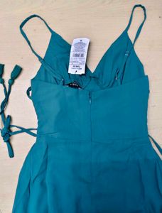 Spaghetti Strap Lace-Up Waist Fit and Flare Dress