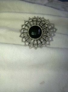 Vintage Style Brooch - Black Stone Center