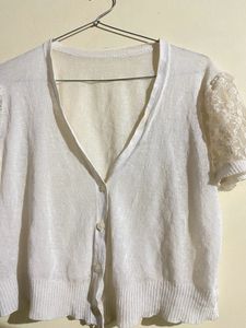 A White Colour Shrug Top For Women