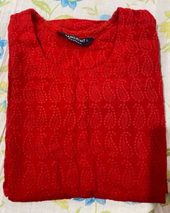 Red Textured Tunic Dress