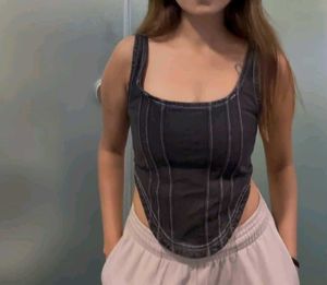 Black Denim Corset Top xs to s size