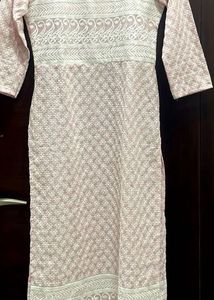 Fully Embroidered Baby Pink Kurta by Brand Libas