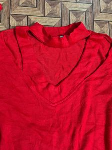 stylish woolen red top