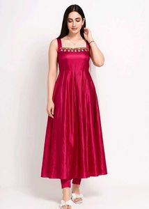 Elegant Cherry Red Kurta Set