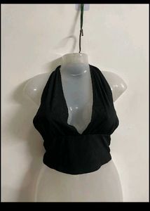 Black Halter Crop Top
