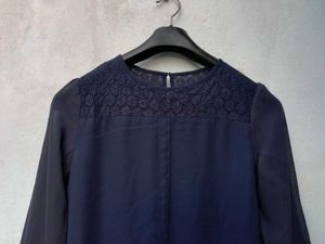 New With Tag Navy Blue Korean Top