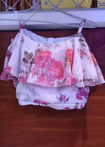 Floral Co-ord Set Of Skirt And Padded Crop Top