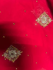 Red Embellished Saree
