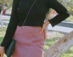Combo Of Black Top And Pink Skirt .