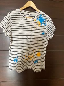 Set of 5 Graphic Print Striped Tee