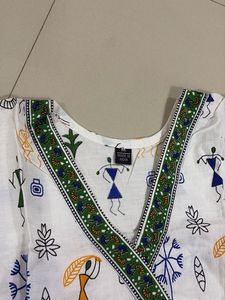 Cotton White Short Kurti For Daily Wear