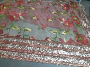 Designer Maroon Sares With Stiched 3/4blouse