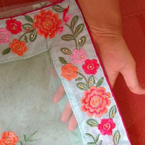 Floral Embroidered Net Saree
