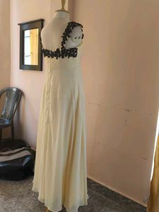 Elegant Trending Butter Cream Chiffon Gown