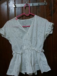 White Peplum Top