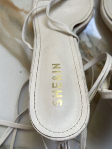 Shein White Tie Up Heels