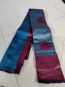 Elegant Blue &amp; Pink checked Saree