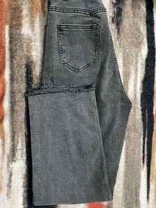 Gray Frayed Hem Jeans