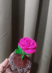 Crochet Rose in Pot