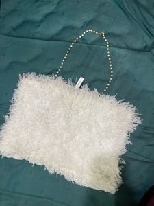 White Fuzzy Halter Neck Top