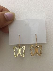 Clear Butterfly With Gold Dangling Earrings