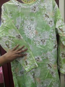 Green Floral Embroidered Kurti