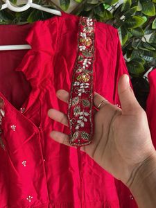 Red Color Indowestern Co-ord Set