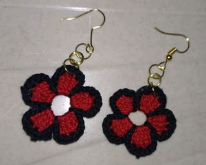Yellow, Red,Pink With Black Border Earrings